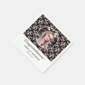 Serviette En Papier Rococo Pink Black Graduate Photo Graduate (Coin)