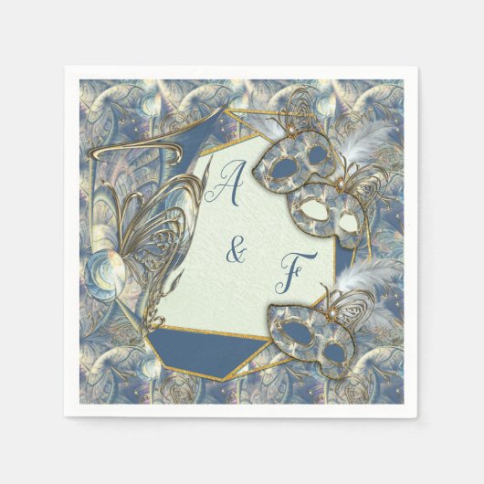 Serviette En Papier Rococo Rich avec Gold Relief & Masques (Devant)