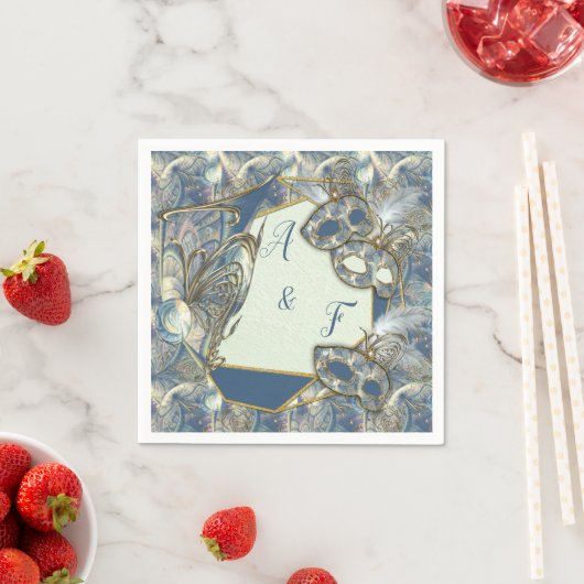 Serviette En Papier Rococo Rich avec Gold Relief & Masques (En situation)