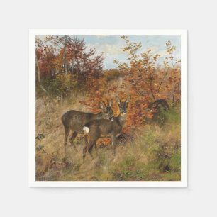 Serviette En Papier Roe Deer aux feuilles d'automne Faune Vintage