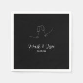 Serviette En Papier ROE Mariage simple noir et blanc (Devant)