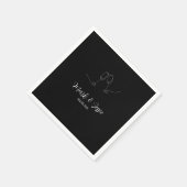 Serviette En Papier ROE Mariage simple noir et blanc (Coin)