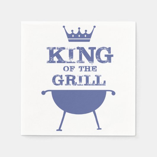 Serviette En Papier Roi Du Grill, Bleu (Devant)
