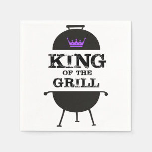 Serviette En Papier Roi Du Grill, Couronne Violette Noire