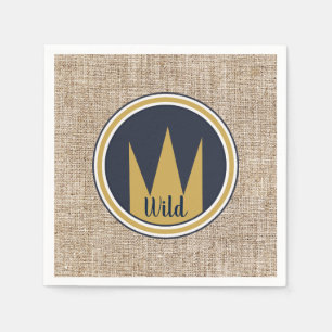 Serviette En Papier Roi Truc Sauvage Couronne Dorée Toile de Jute Fête