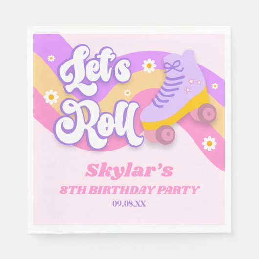 Serviette En Papier Roll Roller Patinage Patinage Anniversaire (Devant)