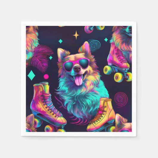 Serviette En Papier Roller Skate Disco Chien (Devant)