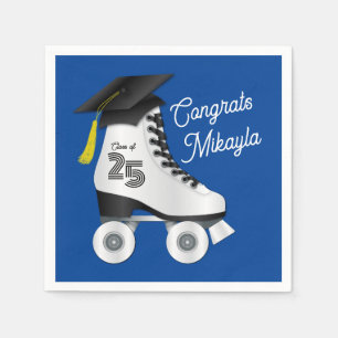 Serviette En Papier Roller Skate Graduation Party Patinage Rink Blue