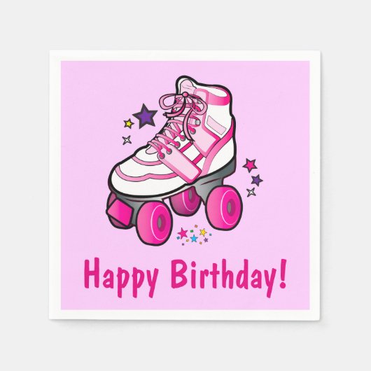 Serviette En Papier Roller Skate Joyeux Anniversaire (Devant)