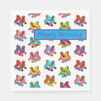 Serviette En Papier Roller Skate Party Colorful Personnalisable Annive