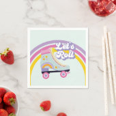 Serviette En Papier Roller skate Retro Rainbow Anniversaire (En situation)