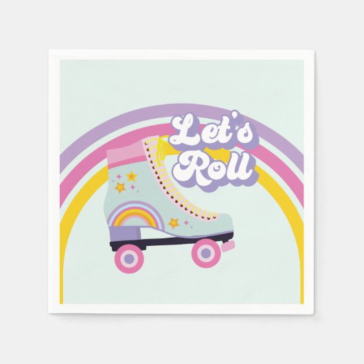 Serviette En Papier Roller skate Retro Rainbow Anniversaire (Devant)