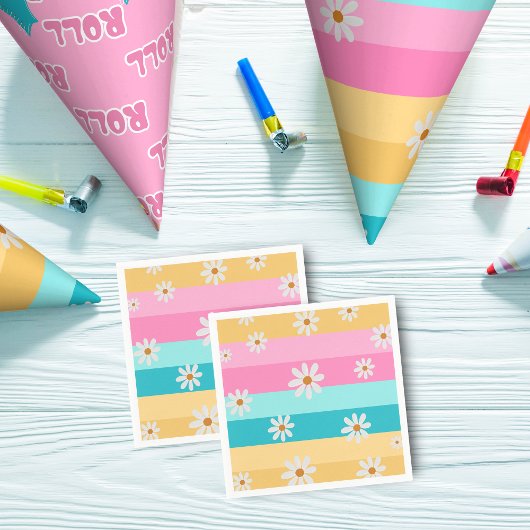Serviette En Papier Roller skate Retro Rainbow fête d'anniversaire