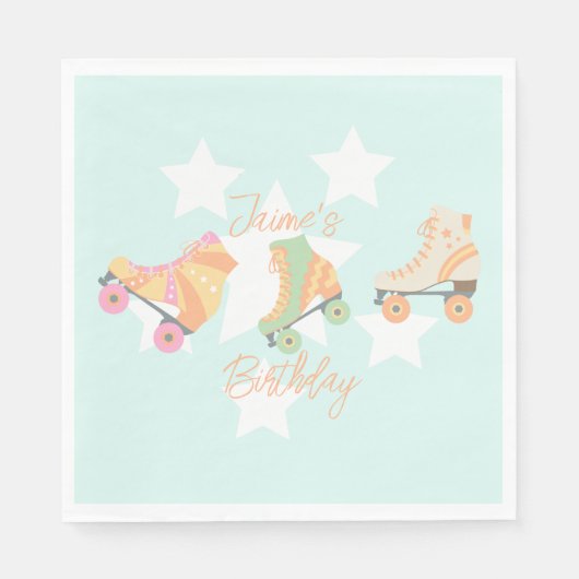 Serviette En Papier Rollerskate Anniversaire Pastel Stars (Devant)