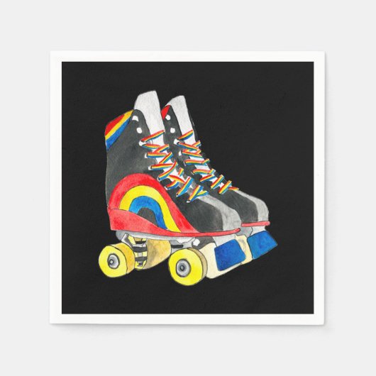 Serviette En Papier Rollerskates art des années quatre-vingts (Devant)