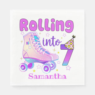 Serviette En Papier Rolling In 7 Roller Skater Anniversaire Célébrati