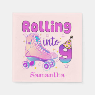 Serviette En Papier Rolling In 9 Roller Skater Anniversaire Célébrati