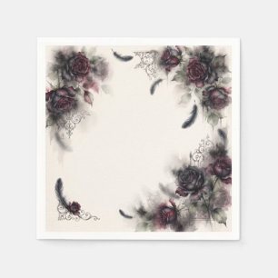 Serviette En Papier Romance gothique de roses flétries de prune de min