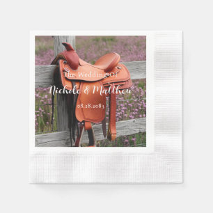 Serviette En Papier Romance rustique : Selle sur la clôture Mariage