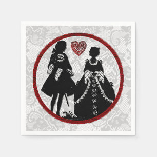 Serviette En Papier Romance Silhouette dentelle Arrière - plan serviet