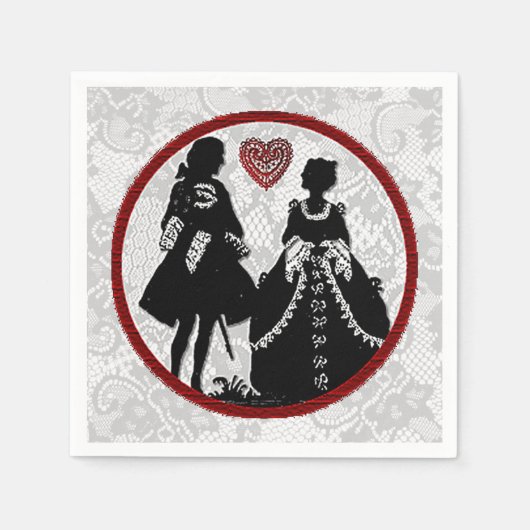 Serviette En Papier Romance Silhouette dentelle Arrière - plan serviet (Devant)