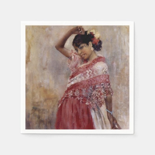 Serviette En Papier Romani Gypsy Woman Dancing (par Albert Edelfeel) (Devant)