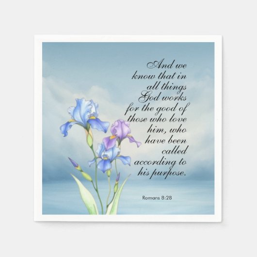 Serviette En Papier Romans 8:28 Aquarelle Iris (Devant)