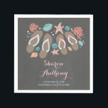 Serviette En Papier Romantic Beach tongs Mariage Papier Napkins<br><div class="desc">serviettes en papier de mariage nautique avec coquillages et tongs pour destination,  mariages de plage. serviettes de mariage décontractées et jolies en tableau noir.</div>