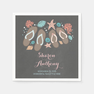 Serviette En Papier Romantic Beach tongs Mariage Papier Napkins