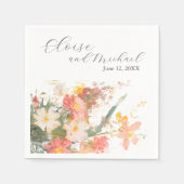 Serviette En Papier Romantic Blush Painted Floral Wedding (Devant)