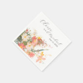 Serviette En Papier Romantic Blush Painted Floral Wedding (Coin)