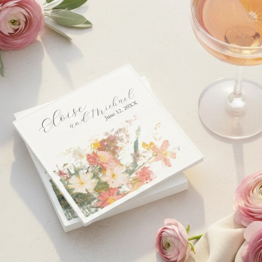 Serviette En Papier Romantic Blush Painted Floral Wedding