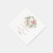Serviette En Papier Romantic Blush Roses Greenery Wedding Napkins (Coin)