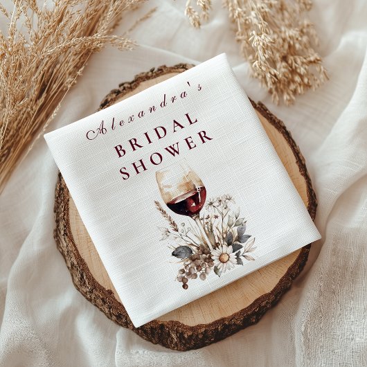 Serviette En Papier Romantic Burgundy Rose Wine Bridal Shower