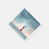 Serviette En Papier Romantic Coastal Lighthouse Scene (Coin)