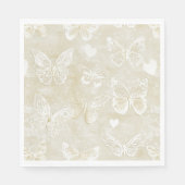 Serviette En Papier Romantic Cream Ivory Butterflies Hearts Wedding (Devant)
