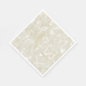 Serviette En Papier Romantic Cream Ivory Butterflies Hearts Wedding (Coin)