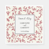 Serviette En Papier Romantic Cream Red Leaves Wedding (Devant)