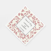 Serviette En Papier Romantic Cream Red Leaves Wedding (Coin)