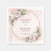 Serviette En Papier Romantic Dusty Pink Flowers Glitter Eucalyptus Wed (Devant)