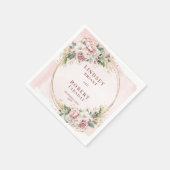 Serviette En Papier Romantic Dusty Pink Flowers Glitter Eucalyptus Wed (Coin)