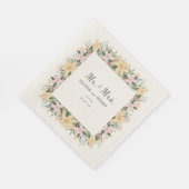 Serviette En Papier Romantic Floral Mr and Mrs Wedding (Coin)