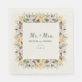 Serviette En Papier Romantic Floral Mr and Mrs Wedding (Devant)