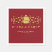 Serviette En Papier Romantic gold red elegant calligraphy wedding  (Devant)
