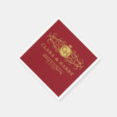 Serviette En Papier Romantic gold red elegant calligraphy wedding  (Coin)