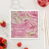Serviette En Papier Romantic Pink Cream Rose Mariage (En situation)