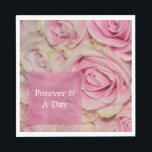 Serviette En Papier Romantic Pink Cream Rose Mariage<br><div class="desc">Plutôt Crème rose Rose Romantique Mariage Love Forever Citation</div>