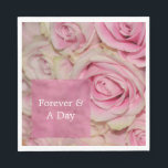 Serviette En Papier Romantic Pink Cream Rose Mariage<br><div class="desc">Plutôt Crème rose Rose Romantique Mariage Love Forever Citation</div>