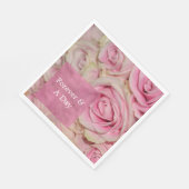 Serviette En Papier Romantic Pink Cream Rose Mariage (Coin)