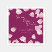 Serviette En Papier Romantic Pink Petals Save the Date Wedding (Devant)